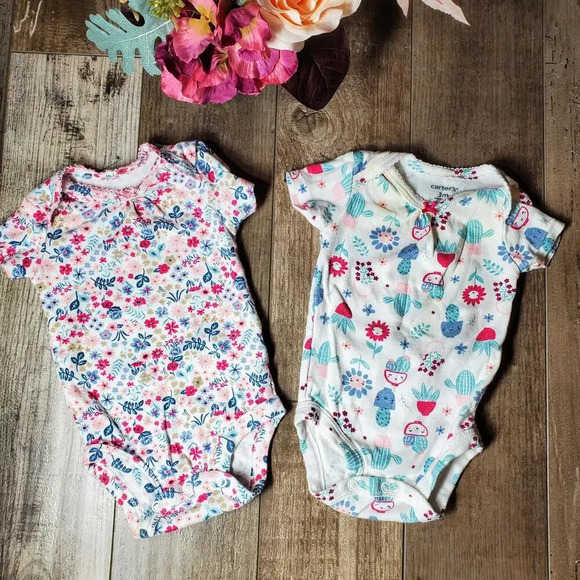 Carter's Baby Girl 3 Month Floral and Cactus Top Bundle - Picture 9 of 11